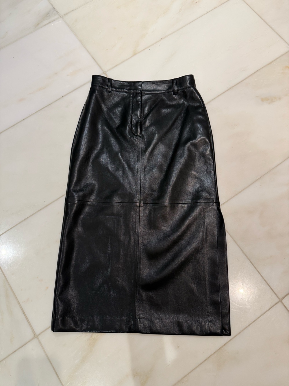 New Babaton Classic Black Vegan Leather Pencil Skirt